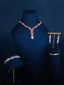 Full-diamond Bracelet Bridal Necklace And Earring Set view 3