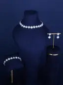 Full-diamond Bracelet Bridal Necklace And Earring Set view 2