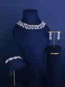 Full-diamond Bracelet Bridal Necklace And Earring Set view 9