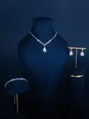 Full-diamond Bracelet Bridal Necklace And Earring Set view 7