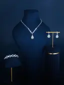 Full-diamond Bracelet Bridal Necklace And Earring Set view 5