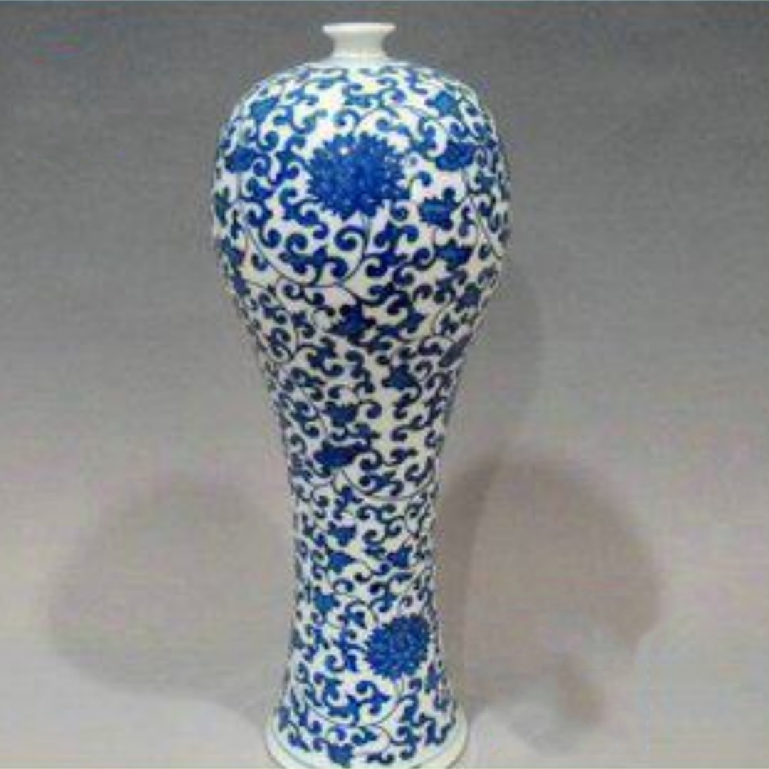 Ceramic Vase Blue-and-white Porcelain Ornament Plum-blossom Beauty Bottle