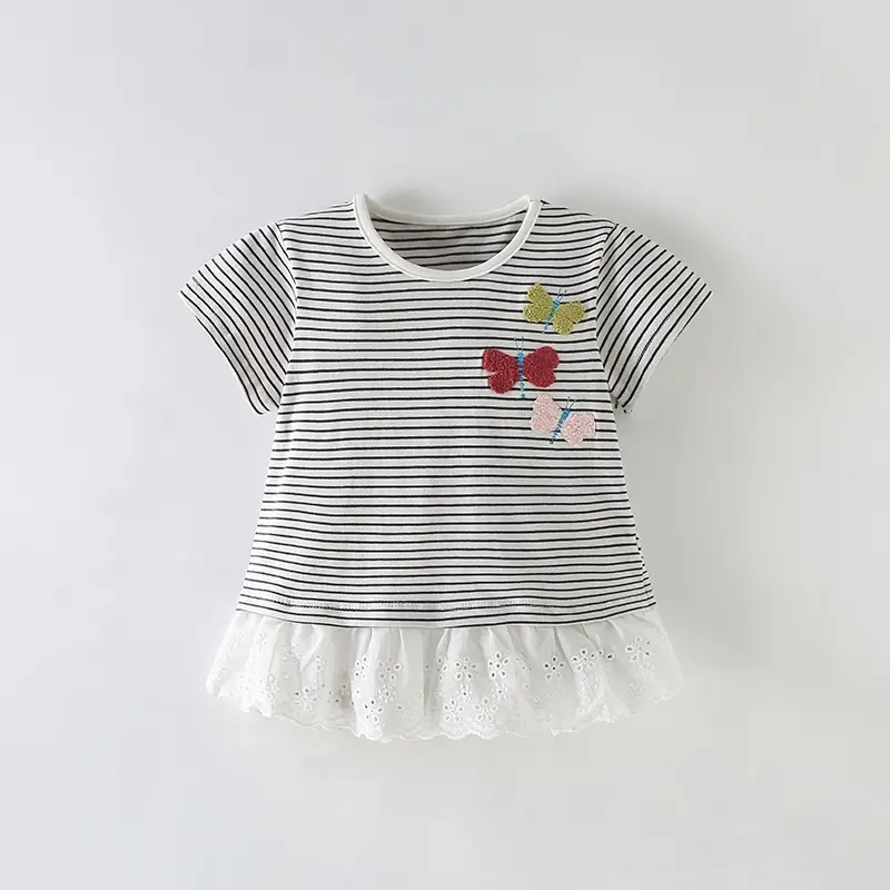 Summer New Cute Little Girl Crew Neck Short Sleeve