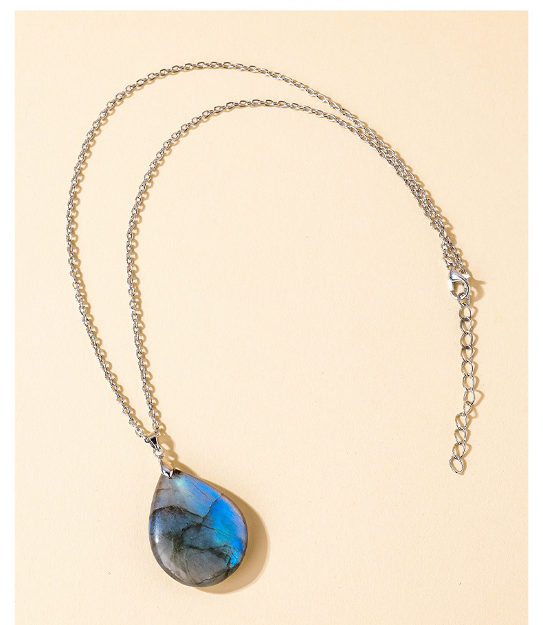 Natural Crystal Labradorite Teardrop Pendant