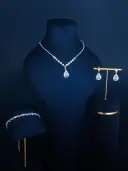 Full-diamond Bracelet Bridal Necklace And Earring Set view 13