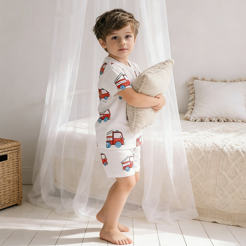 Stylish Crew-Neck Short-Sleeve Set For Little And Middle Kids Childrens Clothing