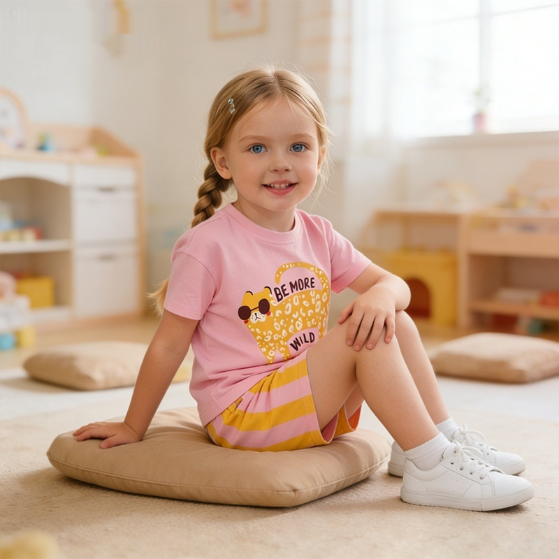 Girls Set Summer New Cute Little Girl Two-Piece Outfit