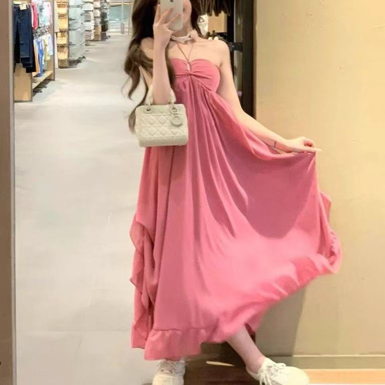 Women's Sexy Backless Halterneck Waist-Cinching Dress