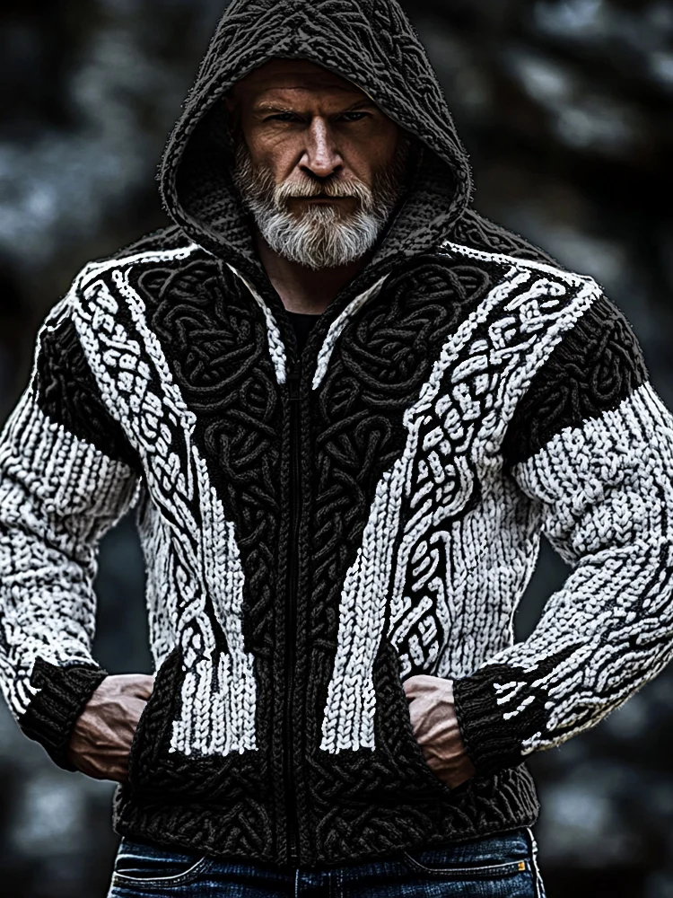 Mens Zippered Casual Printed Sweatshirt With No Pockets