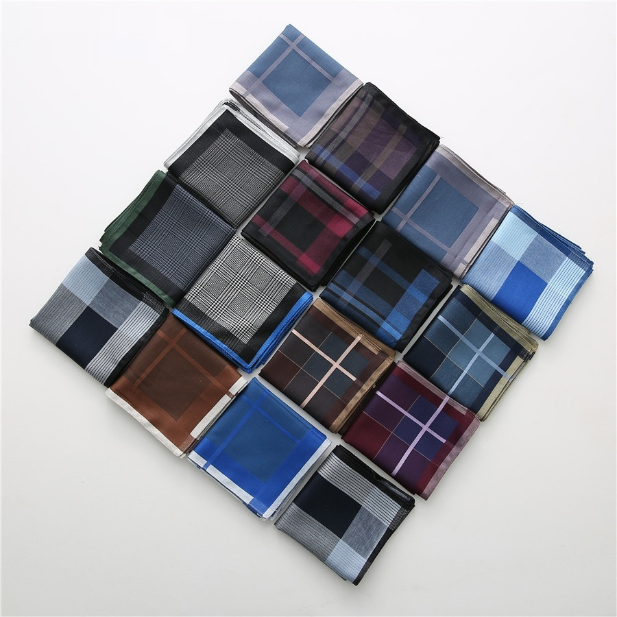 43cm Combed Cotton Mens Plaid Handkerchief