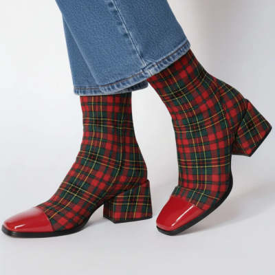 Winter Fashion High Heel Suede British Style Square Toe Women's Boots