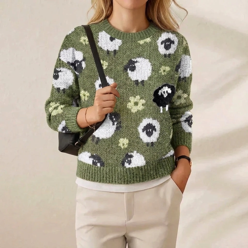 Hot-selling Crew-neck Color-block Loose-fitting Fashionable Pullover Knit Sweater
