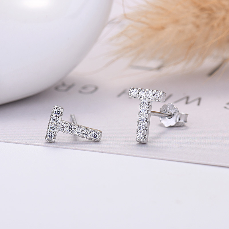 26-letter Zircon Earrings  Uppercase Letters