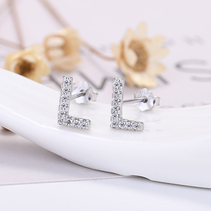 26-letter Zircon Earrings  Uppercase Letters