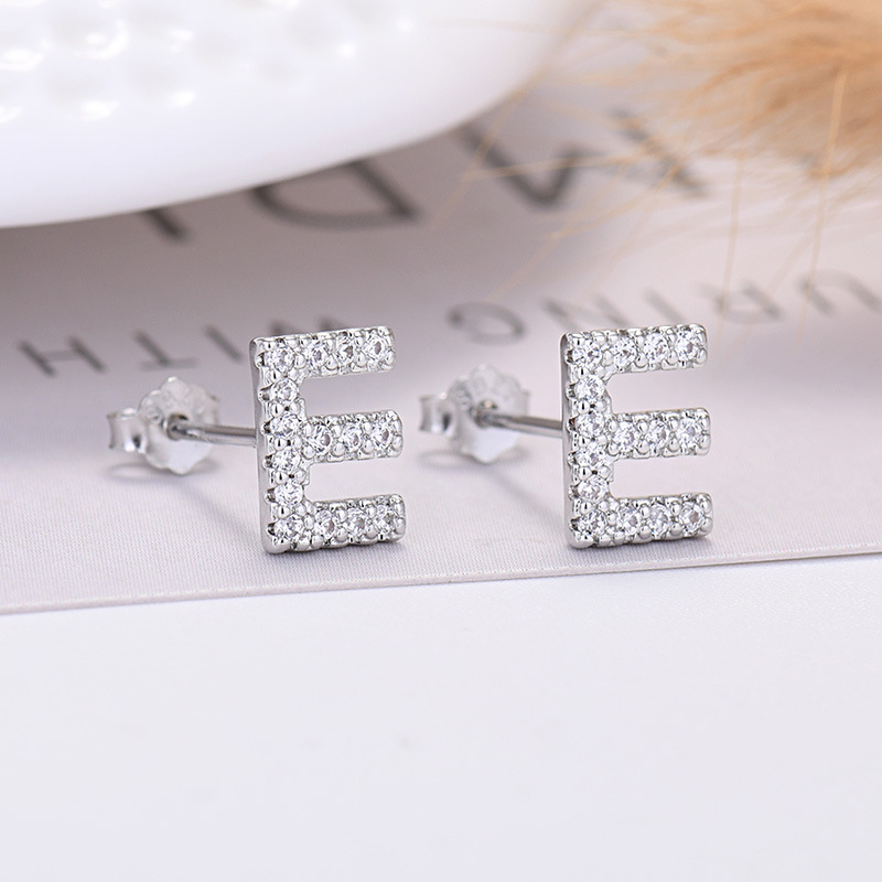 26-letter Zircon Earrings  Uppercase Letters