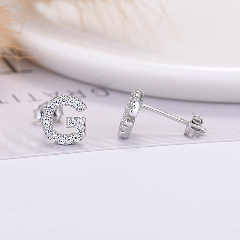 26-letter Zircon Earrings  Uppercase Letters