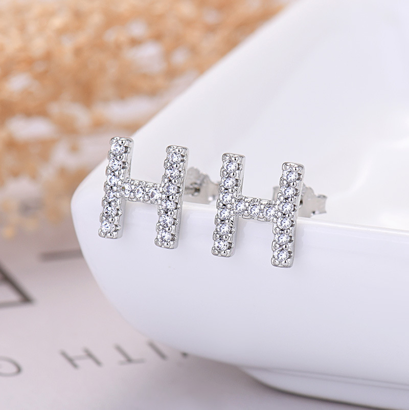 26-letter Zircon Earrings  Uppercase Letters