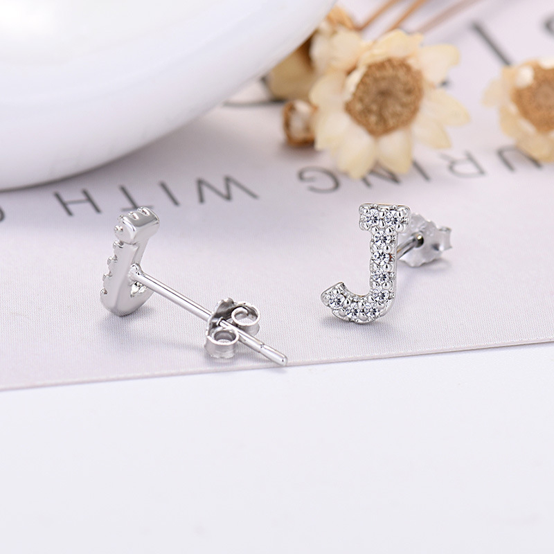 26-letter Zircon Earrings  Uppercase Letters