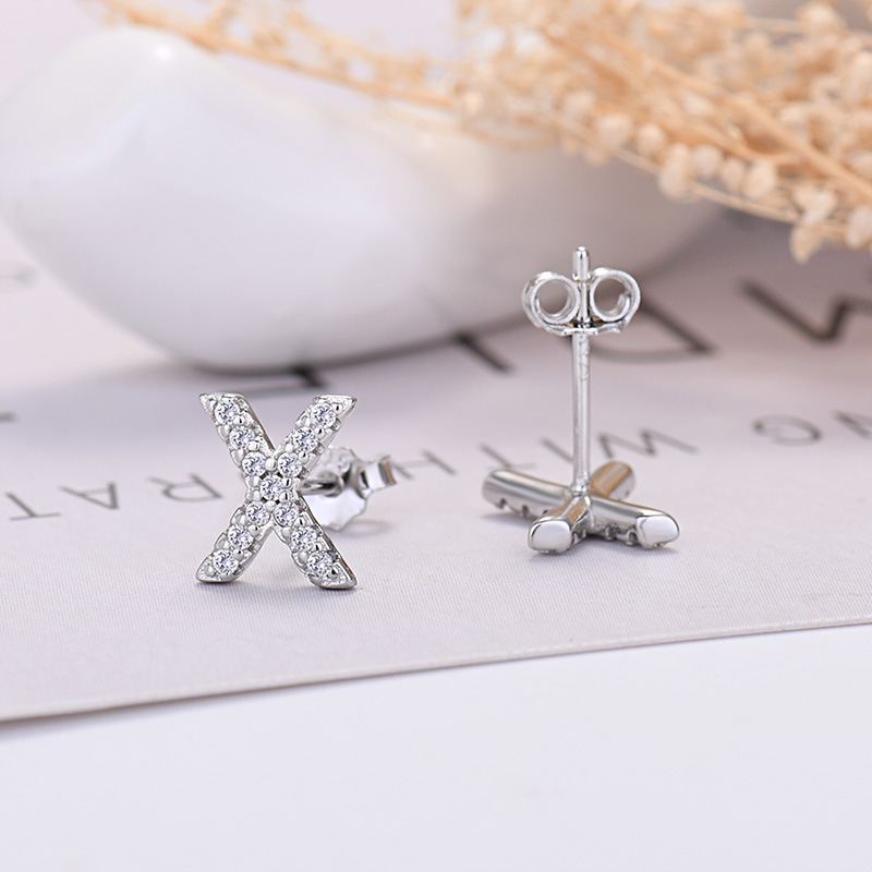26-letter Zircon Earrings  Uppercase Letters