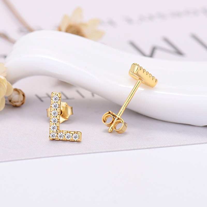 26-letter Zircon Earrings  Uppercase Letters