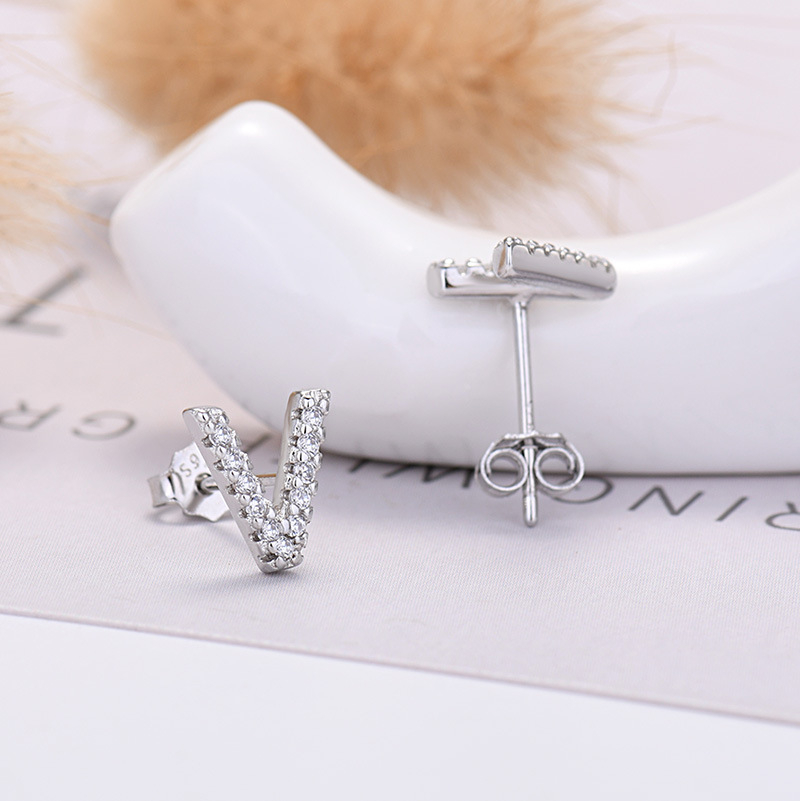 26-letter Zircon Earrings  Uppercase Letters