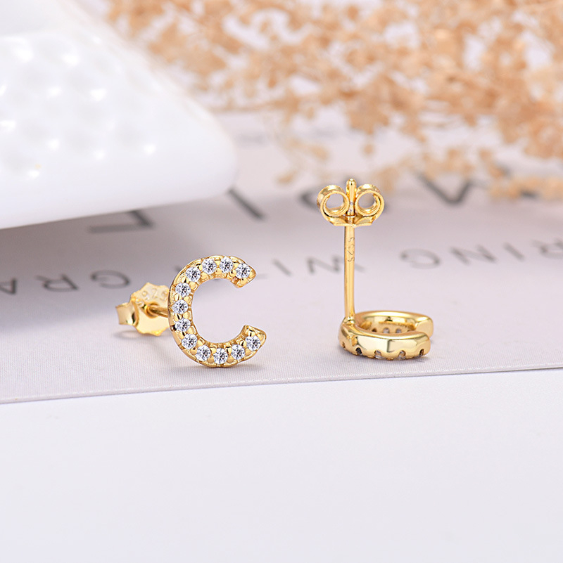 26-letter Zircon Earrings  Uppercase Letters