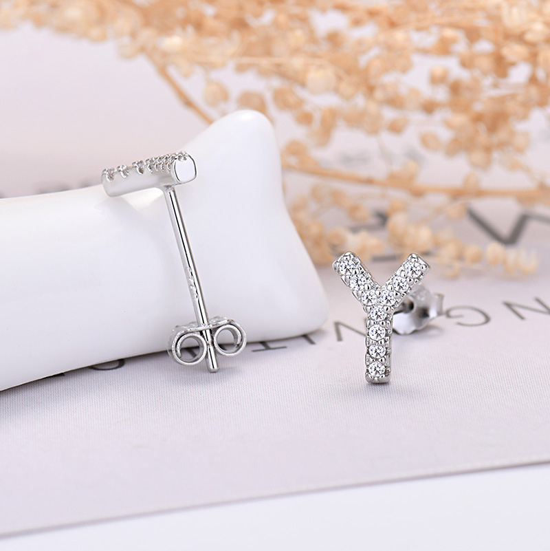 26-letter Zircon Earrings  Uppercase Letters