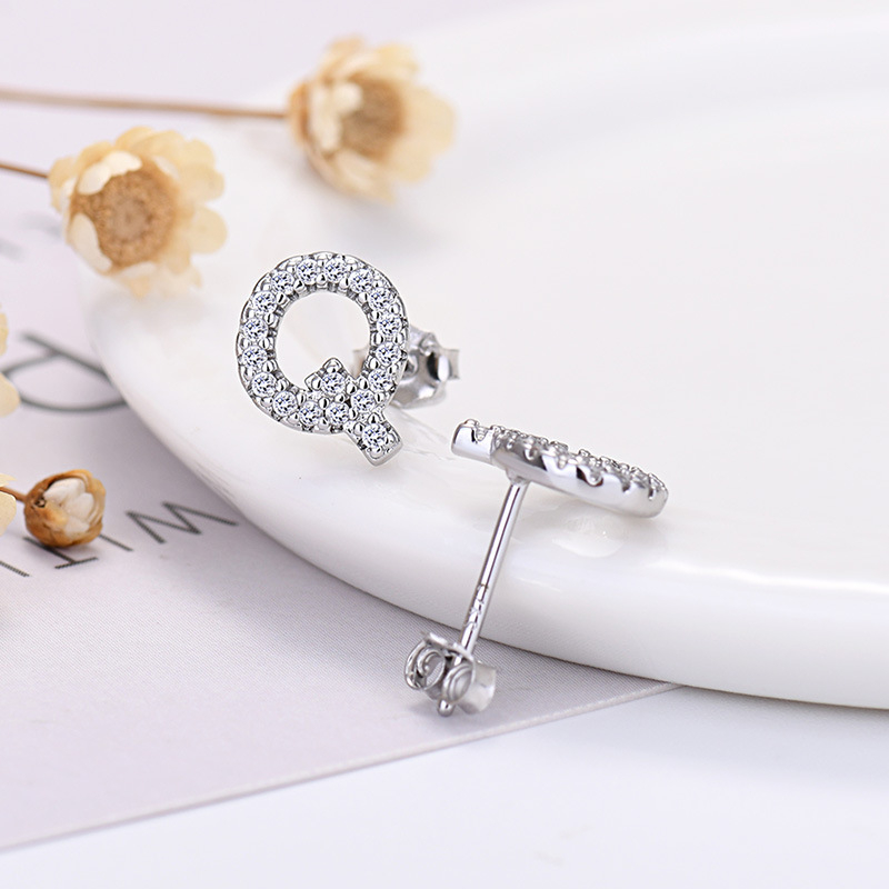 26-letter Zircon Earrings  Uppercase Letters