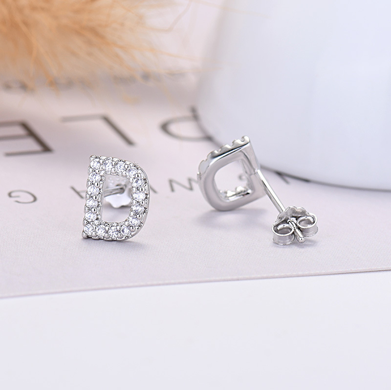 26-letter Zircon Earrings  Uppercase Letters