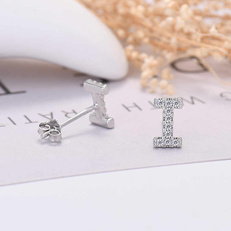 26-letter Zircon Earrings  Uppercase Letters
