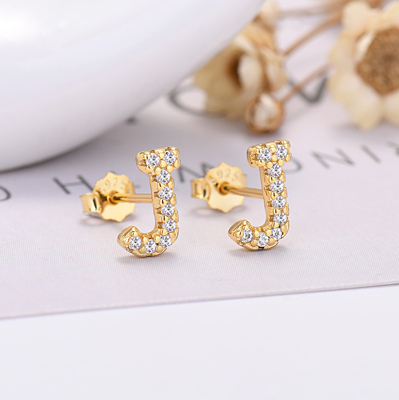 26-letter Zircon Earrings  Uppercase Letters
