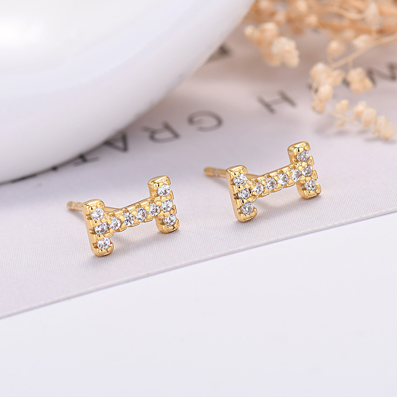 26-letter Zircon Earrings  Uppercase Letters