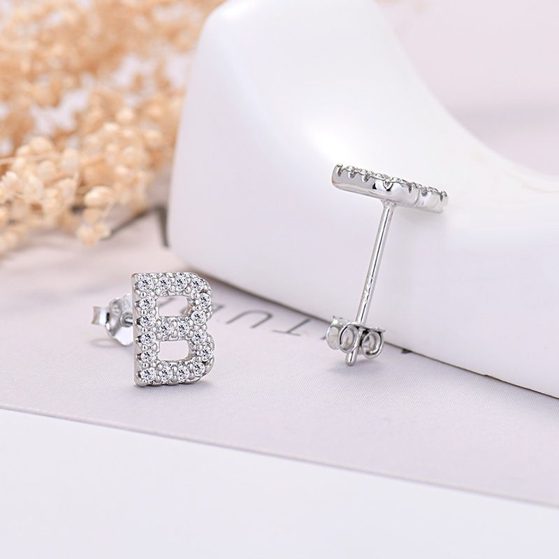 26-letter Zircon Earrings  Uppercase Letters