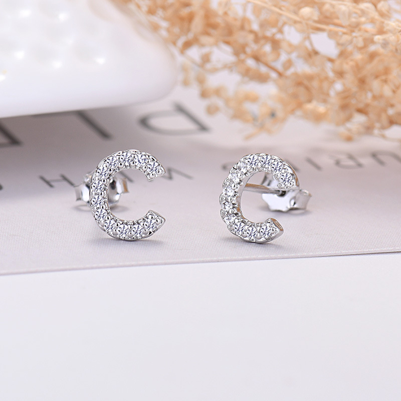 26-letter Zircon Earrings  Uppercase Letters