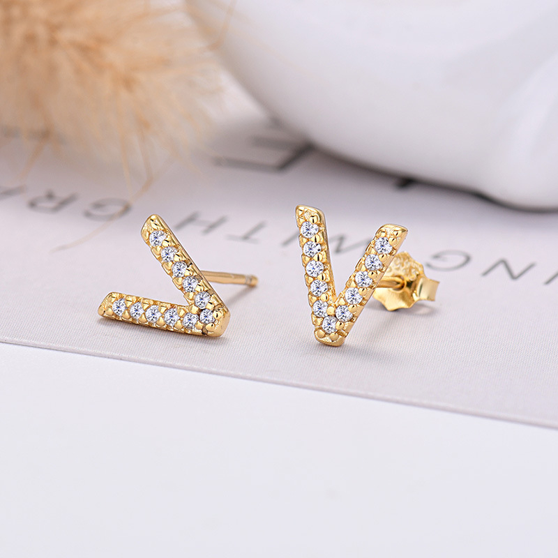 26-letter Zircon Earrings  Uppercase Letters