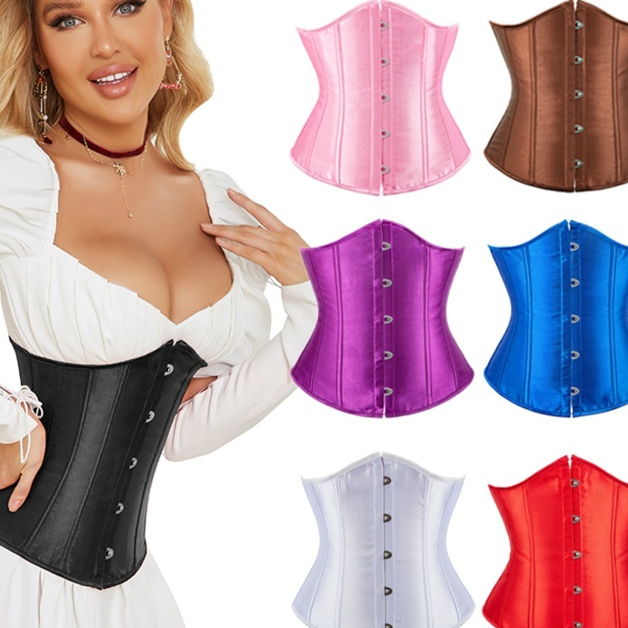 كورسيه مشد خصر ساتان ناعم بخمسة أزرار