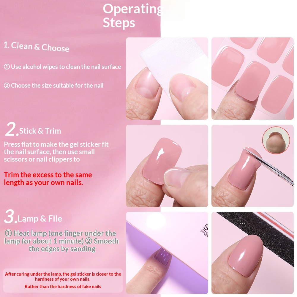 Glitter Gel Nail Stickers Waterproof And Long-lasting UV-cured