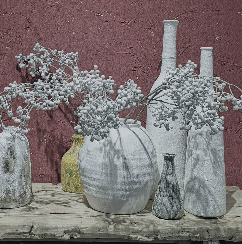 Danish-imported Wabi-Sabi Style Ceramic White Tall Vase
