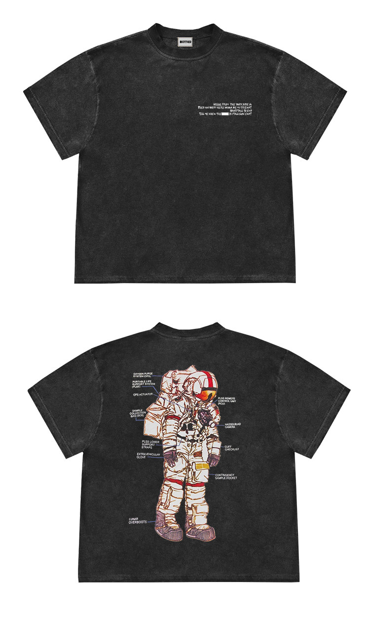 Retro High-street Heavyweight Washed-and-distressed Loose-fit T-shirt