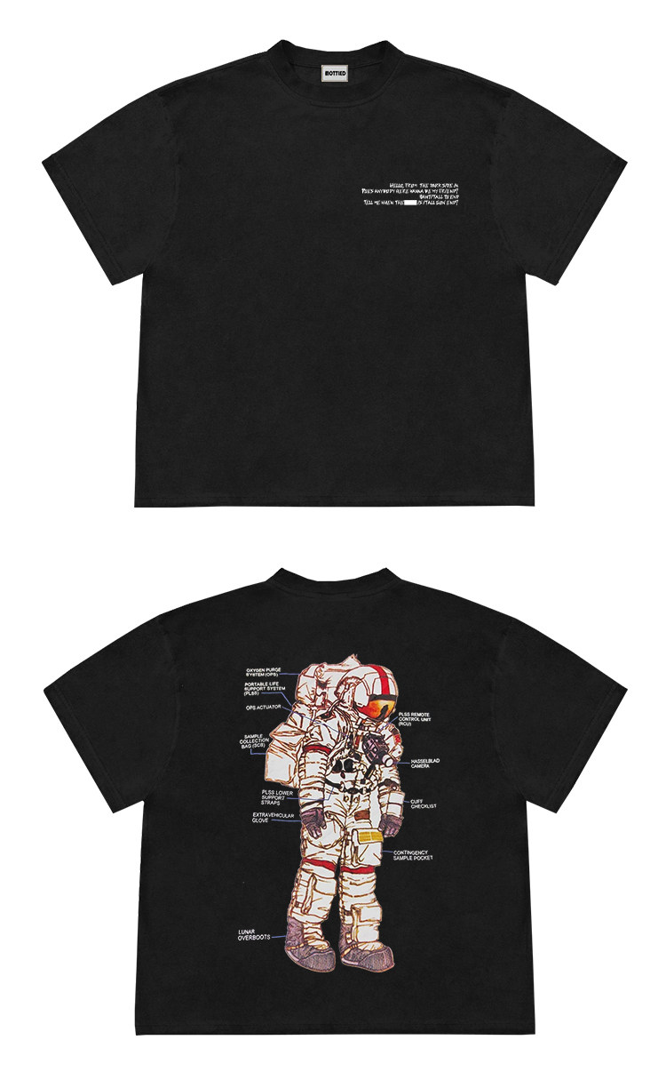 Retro High-street Heavyweight Washed-and-distressed Loose-fit T-shirt