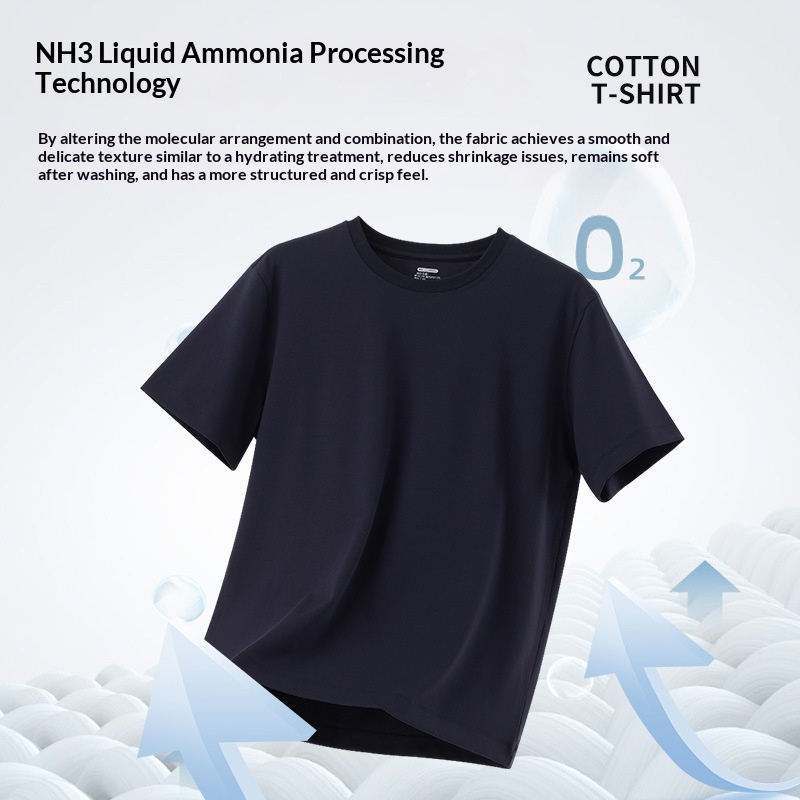 Cool Breathable Liquid-Ammonia Cotton Comfortable T-Shirt Casual Crew Neck Short-Sleeve For Men