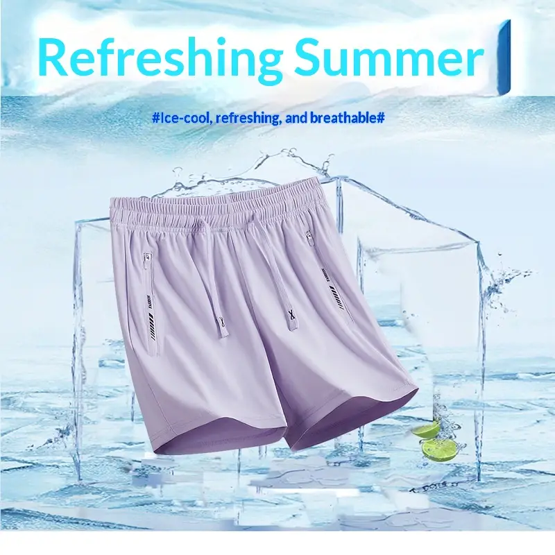 Quick-drying Loose-fitting Mens Sporty Casual Pants Thin Ice Silk Fabric