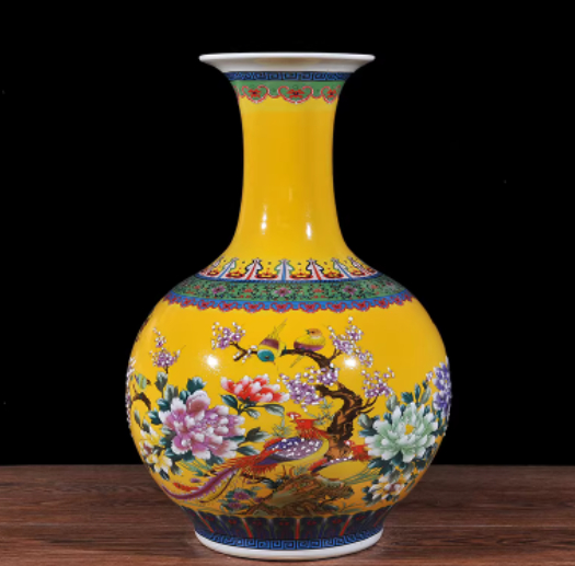 Porcelain Floor Vase with Rotating Base