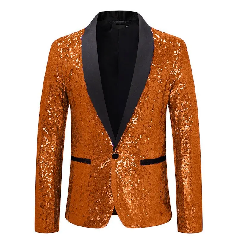 Men's Personality Solid Color Sequins Show Suit Jacket