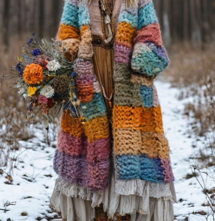 Rainbow-print Womens Hooded Dress-cape