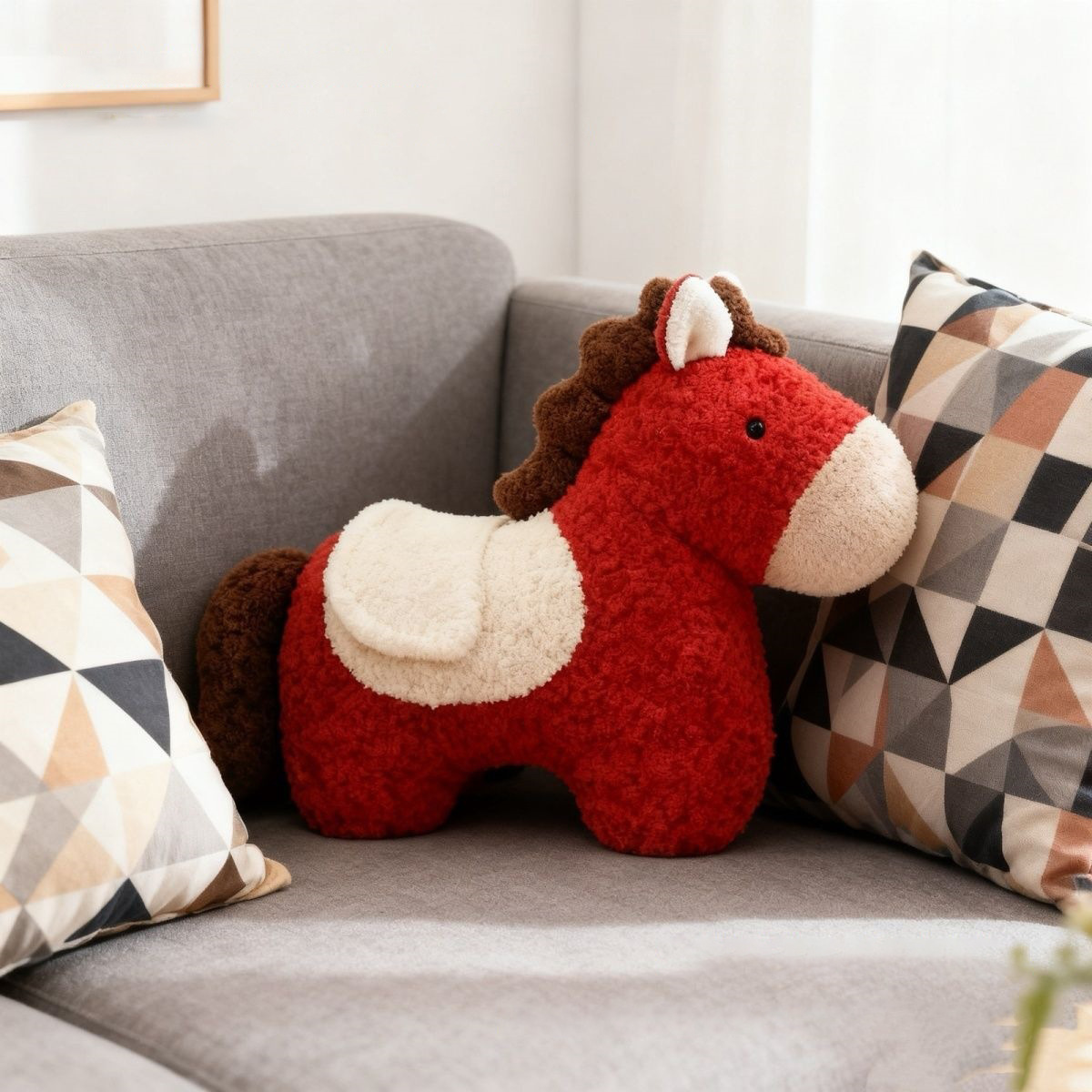 Plush Throw Pillow Spring Festival Horse Year New Decorative Ornaments