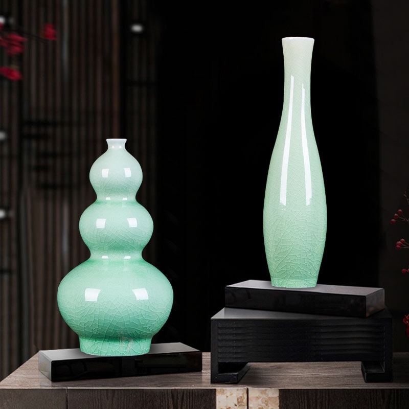 Ceramic Dried-flower Vase With Antique-style Ice Crackle Glaze