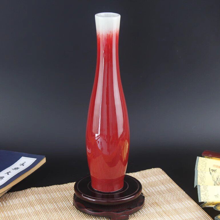 Ceramic Dried-flower Vase With Antique-style Ice Crackle Glaze