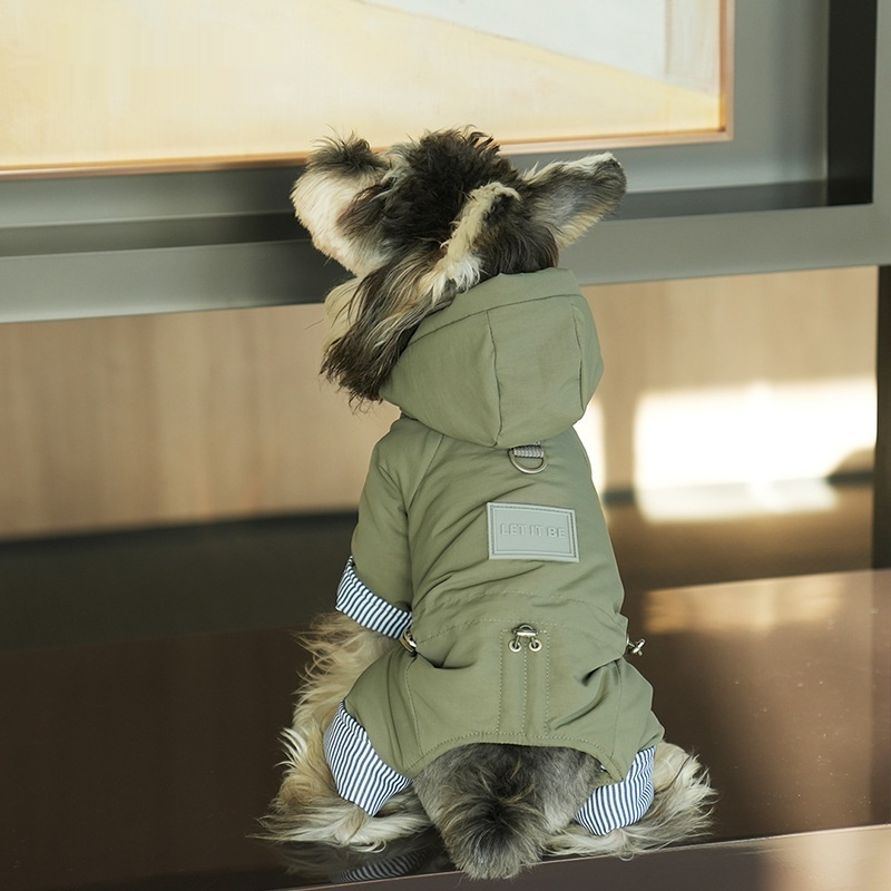 Pet Cotton-padded Coat Warm Four-legged Full-coverage With Hood - imagen 1