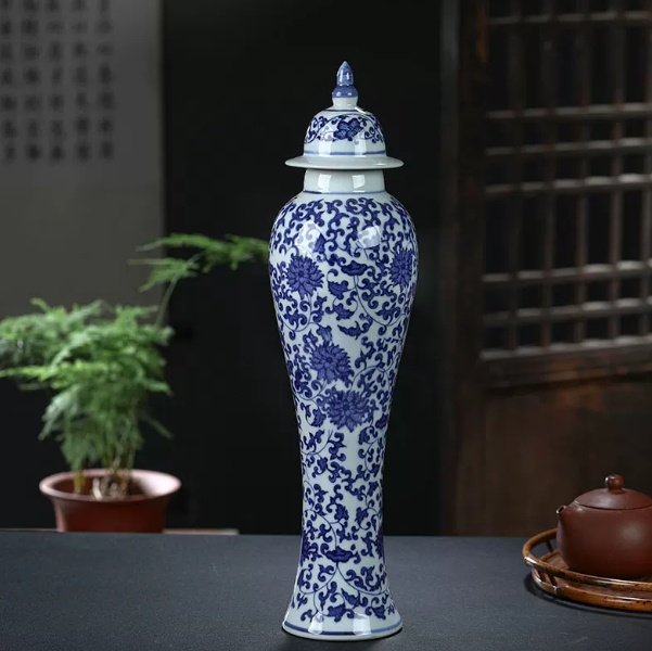 Ceramic Blue-and-white Porcelain Living Room Decorative Vase